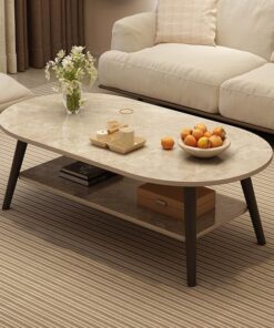 Mesa de Centro Redonda,Mesa de Centro de dos Niveles,Mesas Auxiliares de Centro,Elegante Mesa Central para Sala de Estar,Mesa para Computadora Portátil,para Sofa Salon de Industrial Marrón,(Stone,80x4