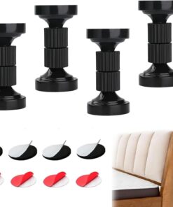 Topes de Cabecero para Paredes, Soportes Antivibración para Somieres, Somieres Ajustables con Rosca Y Mesitas de Noche. Negro. （78 mm–95 mm）,4 Piezas