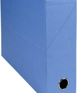 Exacompta - Ref. 89522E - 1 caja transfer de lona - Lomo 90 mm - Con ojales metálicos - Para tamaño A4 - Dimensiones 25,5 x 34 x 9 cm - Color azul claro - Se entrega montado