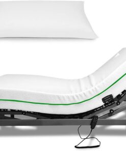 Duérmete Online - Cama Eléctrica Articulada Reforzada 5 Planos + Colchón Viscoelástico Ergonomik Visco + Almohada con Tacto Sedoso, Gris Grafito, 90x190