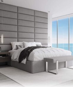 VANT Paneles de pared con detalles tapizados - Paquetes de 4 - Fácil de instalar - Cabecera Gemelo - Tamaño Gigante (Ante Gris Antracita, 76cm Ancho)