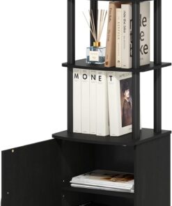 Furinno Turn-N-Tube Expositor Cuadrado, Engineered Wood, Blackwood/Negro, 2 estantes