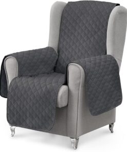 Textilhome Funda Sofá 1 Plaza Luka Protector Relax Orejero 55 cm Gris | Protector de sofá 1 plaza acolchado y reversible. Ideal para sillones relax, resistente a mascotas y fácil de colocar.
