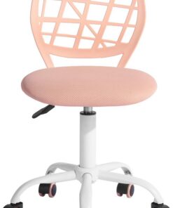 FurnitureR Silla de Gaming para niños, Silla de Oficina, Silla Gamer, Silla de Escritorio, diseño Moderno ergonómico, sin Brazos, Ajuste de Altura del Asiento, Ruedas de Goma, Color Rosa melocotón