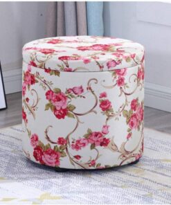 Reposapiés otomano Reposapiés de Lino Redondo Almacenamiento Funcional Taburete para pies Banco de Almacenamiento Cubo Caja de Almacenamiento Asiento tapizado Tapa extraíble (Color