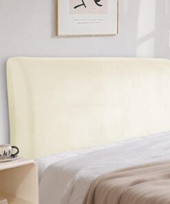 Terciopelo Funda Cabecero Cama, Protector De Cabecero De Cama A Prueba De Polvo, Desenfundable, Universales, Elástico, Tejido Suave, Decoración del Dormitorio(150cm, Beige)