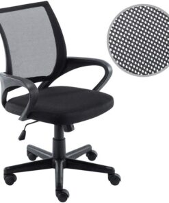 BAKAJI Sillón Silla de Escritorio de Tela de Malla Transpirable rotación 360 Grados dirección Altura Ajustable (Negro)