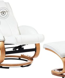 Beliani Sillón reclinable de Piel sintética con reposapiés con calefacción y Masaje Blanco Majestic