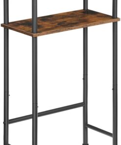 HOOBRO Mesa de Consola de 2 Niveles, Aparador de Entrada, Mesa Estrecha para Sofá, 4 Pies Ajustables, Marco Metálico, para Recibidor, Pasillo, Cocina, Dormitorio, Marrón Rústico y Negro EBF40XG01