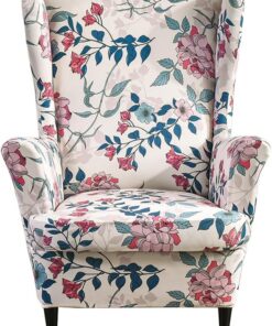 Fundas de sillón orejero elástica 1 Plaza Estampado Fundas para sillones con Respaldo de ala Cubre Sillón para Sala de Estar Aroma de la Tarde