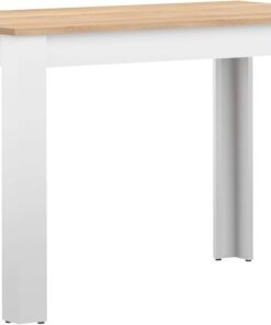 Symbiosis Nice, Mesa de comedor, blanco y roble natural 110x70x73,1 cm