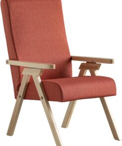 ESSEGI Sillón de Madera Fiammeta Relax, reclinable, Tallo Natural, Tejido Naranja, desenfundable