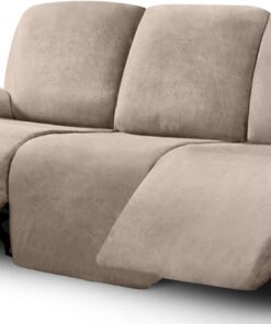 Ultimate Decor - Juego de 8 Fundas de sofá reclinable, Fundas elásticas de Terciopelo para sofá reclinable de 3 Cojines, Fundas para Muebles, Gruesas, Suaves, Lavables (Gris Pardo)