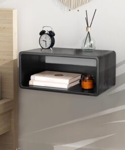 Mesita de noche flotante de madera de roble, soporte de pared, elegante y minimalista, estante de noche colgante para almacenamiento de teléfono, mesa auxiliar para dormitorio, sala de estar,