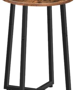 HOOBRO Mesa Auxiliar Redonda, Mesita de Centro con Resistente Estructura Metálica en Forma de X, Mesita de Noche de 40 cm EBF95BZ01