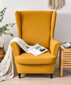 Funda para sillón orejero de 1 Asiento elástica Fundas de sillón con Orejas 2 Piezas Cubre Sillón Fundas para sillas con Respaldo de alas Caqui