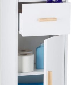 Relaxdays Mueble de Baño 2 Cajones, Compartimentos Cerrados, 97,5 x 32 x 28 cm, para Pasillo, Armario Alargado, Blanco