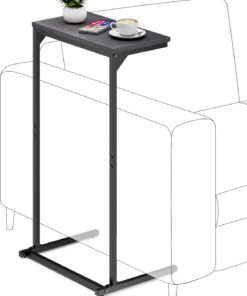 TUTOTAK mesa auxiliar en forma de C, pequeño suplemento, sofá 72,9 cm, sala de estar, dormitorio, negro TB01BK071EU