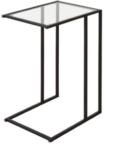 AKTIVE MAX Home Mesa Auxiliar, 40x30x59 cm, Peso máximo soportado 5 kg, Forma de C, Mesas de Cristal, Estructura metálica Negra, Decorativa, Salón, Dormitorio, Moderna (18502)
