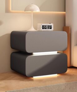Mesita De Noche Moderna De Madera Maciza De 50 Cm De Ancho con 2 Cajones, Ideal para Dormitorio, Sala De Estar Y Oficina.(Dark Gray,L40cm/15.7in-2)