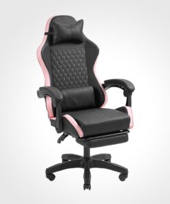 Mars Gaming MGC-X, Silla Gaming Ergonómica, Cuero Sintético, Respaldo Reclinable y Altura Regulable, Reposabrazos Dinámico, Cojín Cervical y Lumbar, Silla de Oficina con Reposapiés Extensible, Rosa