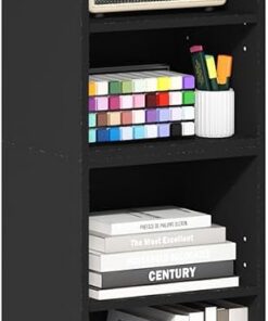 Furinno PASIR Estantería De 8 Niveles con Estante Abierto, 24 X 30 X 180 Cm, para Salón, Dormitorio Y Oficina En Casa, Madera Negra