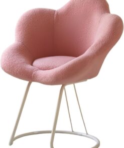 Taburete de Maquillaje Multifuncional, Silla de tocador, Silla de Belleza, Giro de 360°, Altura Ajustable, para dormitorios, tocadores y decoración de Belleza,Rosado,White Base