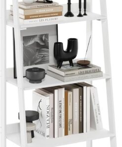 Furinno Ladder Estantería De 6 Niveles para Libros, De Almacenamiento Tipo Escalera, para Organización En Sala De Estar U Oficina En Casa, Color Blanco