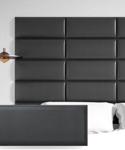 Art3d Cabecero Autoadhesivo tamaño King, Full y Queen, imitación Cuero, Paneles para Dormitorio y salón, insonorizados 3D, 60 x 25 cm, Paquete de 6, Negro | 6 Piezas 25 x 60 cm | 3D e Insonorizado | Para cama individual