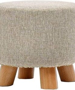 Bancos de Almacenamiento Reposapiés Banco de Zapatos de Madera Redondo Sofá Taburete Cambiador de Zapatos Taburete Funda de Lino Desmontable Gris Peso del cojinete 200 kg (28 cm x