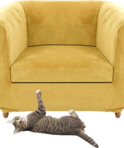 Funda de sofá Chesterfield de terciopelo con funda de cojín de asiento, estilo vintage, para sillón curvo, sillón de limón + 1 funda de asiento grande