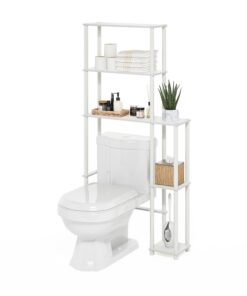 Furinno Turn-N-Tube Estantería De Baño Independiente para Ahorrar Espacio con 5 Estantes para Colocar sobre El Inodoro Color Blanco