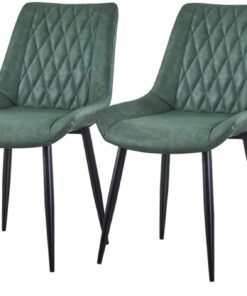 TUKAILAi Juego de 4 sillas de comedor verdes tapizadas de piel sintética con patas de metal para salón, sala de estar, recepción, comedor