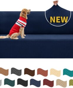 XINEAGE Funda de Sofá 3 Plazas, Fundas Sofa Elasticas para Salón, Fundas de Sofa Ajustables, Funda de Sofá Jacquard para Perros/Mascotas, Protector Sofa Antideslizante (3 Plazas, Azul Marino)