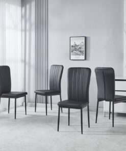 Hallowood Furniture Cullompton - Juego de 4 sillas de comedor de piel sintética con patas de metal resistentes en acabado negro, sillas de comedor modernas y elegantes para el hogar, cafetería (negro)