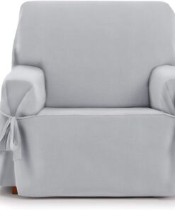 Eysa Levante Funda de sillón 1 Plaza con Lazos, para sillones de 80 cm-120 cm Respaldo orientativamente (Unos 55 cm - 60 cm de sentada del sillón), Gris.