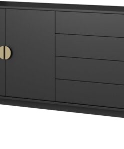 Selsey Cajonera con 2 Puertas y 4 cajones, 154 cm, Color Negro