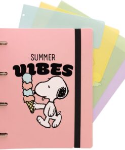 Grupo Erik Archivador 4 Anillas Snoopy A4 | Carpeta Anillas A4 con Separadores, Tapa Dura, Banda Elastica, Carpetas Archivadoras para Niños y Niñas