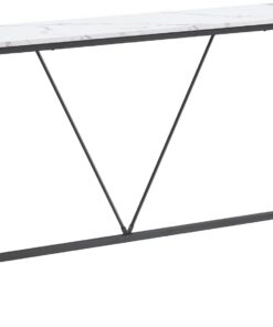 VASAGLE Mesa de Consola para Pasillo y Sala de Estar, Mesa de Entrada delgada, Montaje Fácil, Blanco Mármol y Negro Tinta LNT020W01
