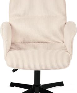 MEUBLE Cosy Sillas de Escritorio Sillones de Maquillaje Giratoria Altura Ajustable con Reposabrazos para Estudio Dormitorio Oficina en Tela de Pana, Beige