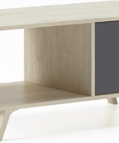 Skraut Home | Mesa de Centro | 45 x 92 x 50 cm | Mesa Baja Ideal para Salón o Comedor | Modelo Wind | Madera Resistente | Mueble Auxiliar | Acabado Puccini/Gris
