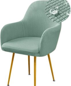 Fundas elásticas for sillas de Comedor, Impermeables, de Jacquard, con Respaldo Curvo y reposabrazos, Funda for sillón Giratorio de tocador(Light Green,6 PCS)