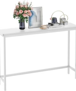 VASMIA Mesa de Consola,Mesa de Entrada Estrecha, Mesa Auxiliar, 100 x 24 x 75 cm, para Sala de Estar, Pasillo, Recibido, Blanco