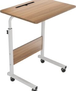 sogesfurniture Mesa Portátil Ordenador Ajustable con Ruedas, 60 * 40cm Sofá Mesa Mesas de Centro, con Ranura para Tableta, Roble 05#3-60OK-BH