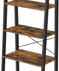 VASAGLE Estantería de 5 Niveles, Librería Industrial, Fácil de Montar, para Salón, Dormitorio, Cocina, Marrón Rústico y Negro LLS45X