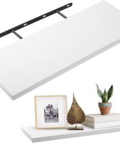 1 Unidad Estante Flotante de Madera Blanco, 40x15x1,5 cm | Baldas Flotantes de Pared, Estantes de Pared, Estantería de Madera, 40x15x1,5 cm, para Cocina, Baño, Sala de Estar, Oficina