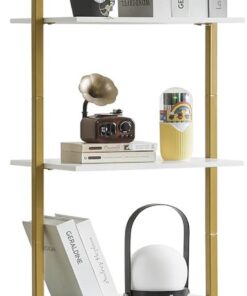 YMYNY Estantería Escalera, Estantería de 5 Niveles, Librería de Pie para Sala Estantería de Almacenaje, para la Sala de Estar, Oficina, Dormitorio, 40 x 30 x 178CM, Blanco HBC015W