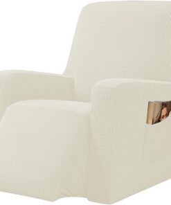E EBETA Jacquard Funda de sillón Capuchas elásticas para sillón, Elástico Funda para sillón reclinable (Blanco lechoso)
