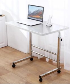 Mesa rodante para Oficina Mesita de Noche Minimalista Acero Inoxidable, Mesa pequeña for Ordenador, Escritorio Escritura for Dormitorio Estudiantes con elevación móvil