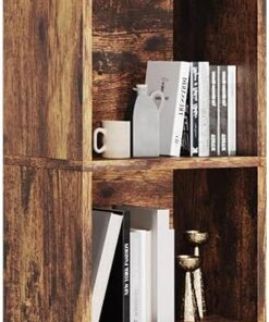 oneinmil Estantería de Libros,Estantería Columna Vertical con 6 Cubos,Estantería,Organizador con Compartimentos,para Oficina,Sala de Estar,Salón,Dormitorio,23.5 x 30 x 181 cm,Marrón